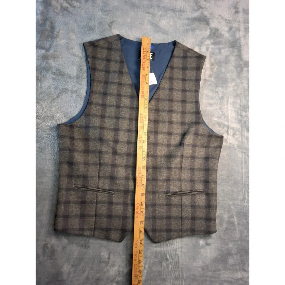 Joseph Abboud JOE Mens Slim Fit Gray Plaid Suit Vest Waistcoat Size M M281809